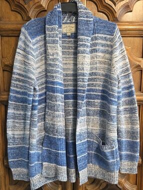 Lucky Brand Blue and White Marled Knit Cardigan